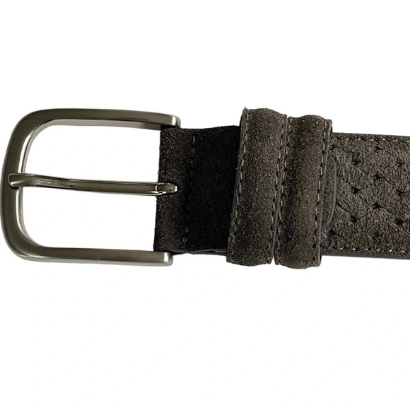 Linen St Barth Men’s Braided Belt Sz 47 Gray Genuine Leather Suede Classic Italy - Picture 3 of 7